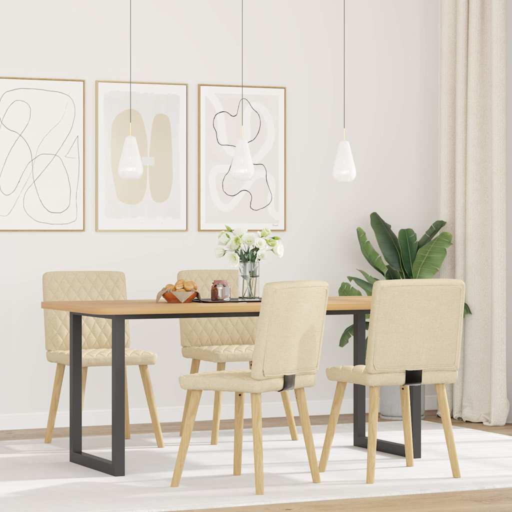 vidaXL Eetkamerstoelen 4 st stof crèmekleurig afbeelding