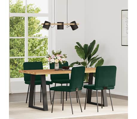 vidaXL Cadeiras de jantar 4 pcs veludo verde-escuro