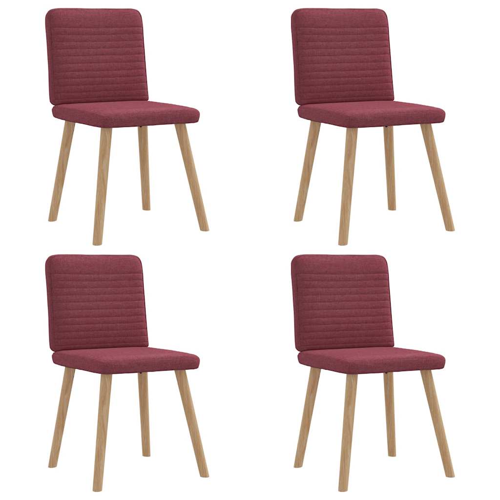 vidaXL Scaune de bucătărie, 4 buc., roșu vin, material  textil