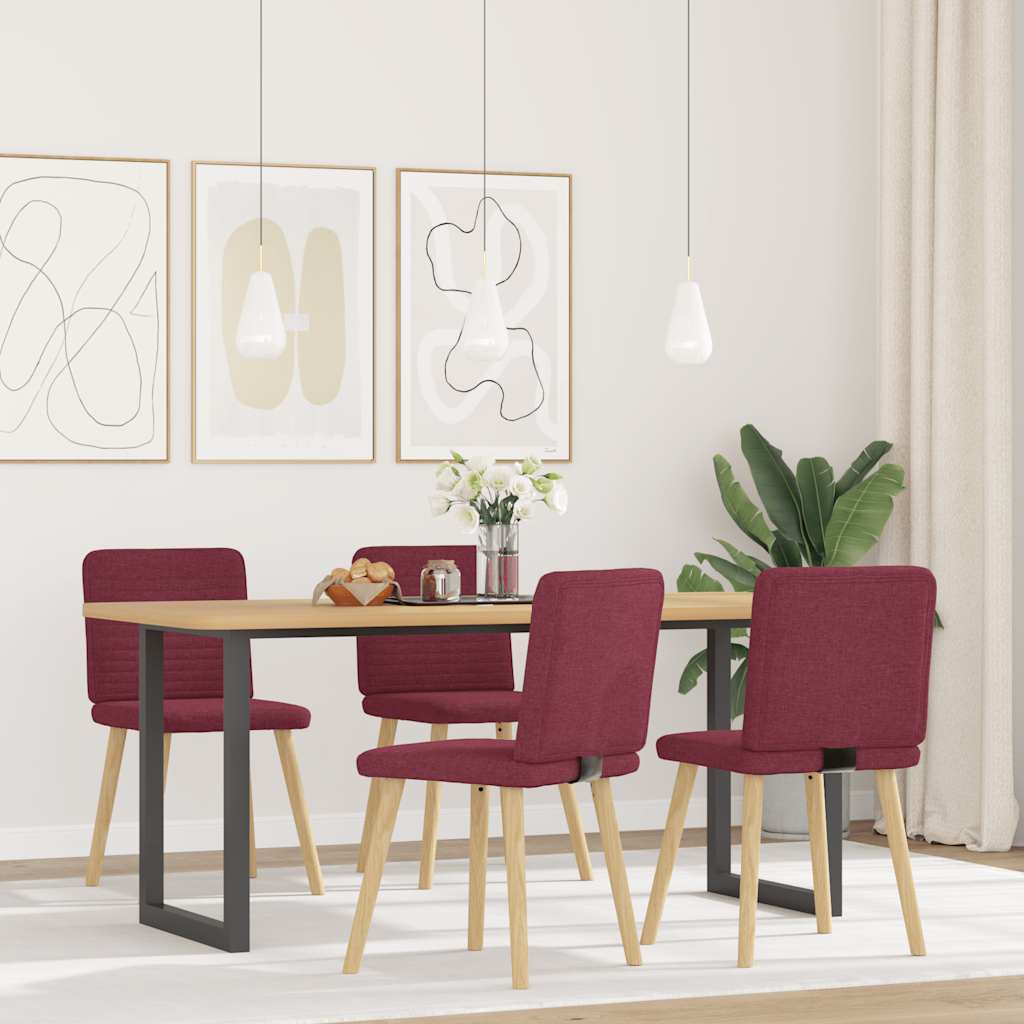 vidaXL Eetkamerstoelen 4 st stof wijnrood afbeelding