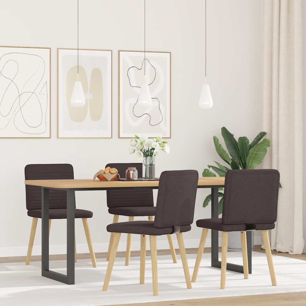 vidaXL Eetkamerstoelen 4 st stof donkerbruin afbeelding