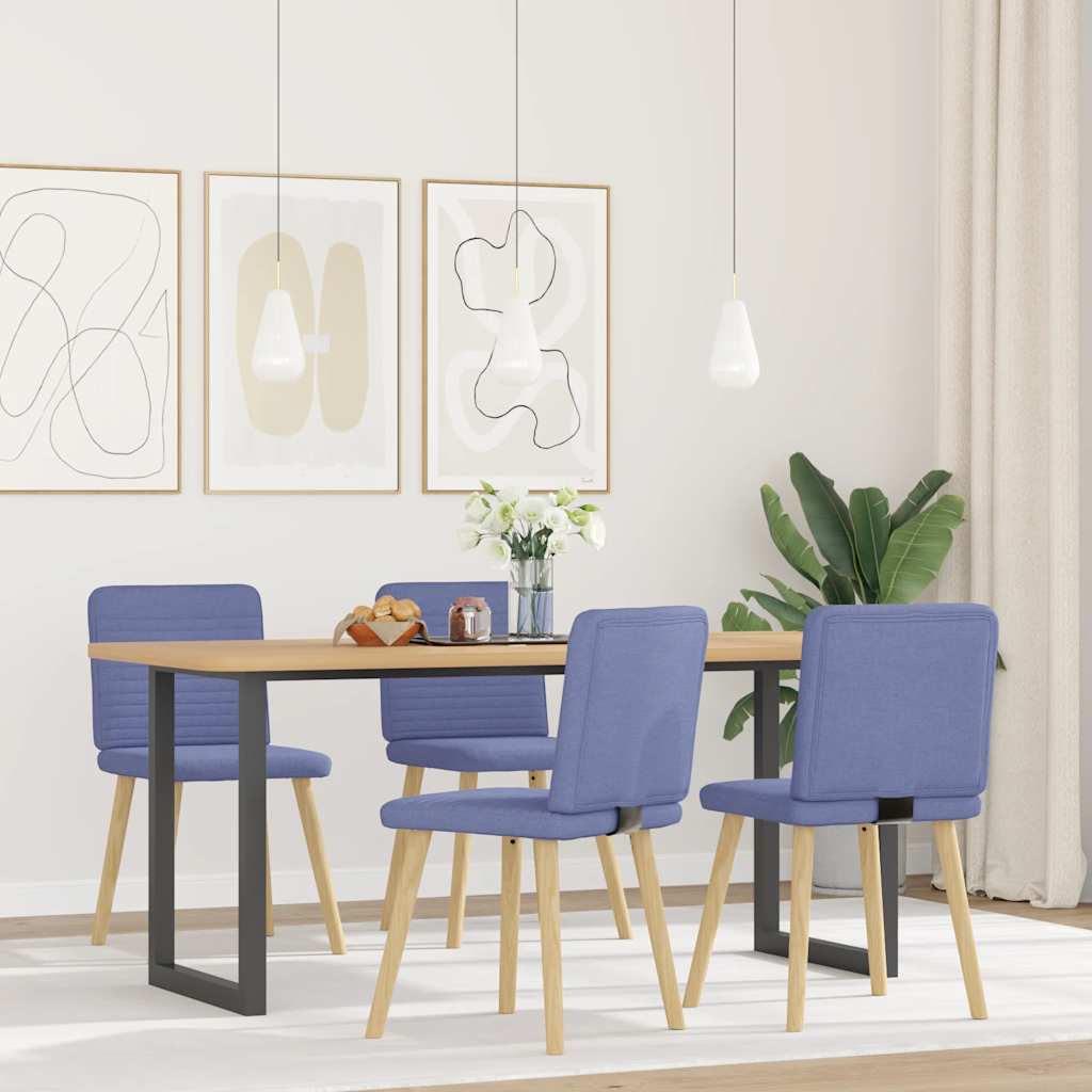 vidaXL Eetkamerstoelen 4 st stof jeansblauw afbeelding
