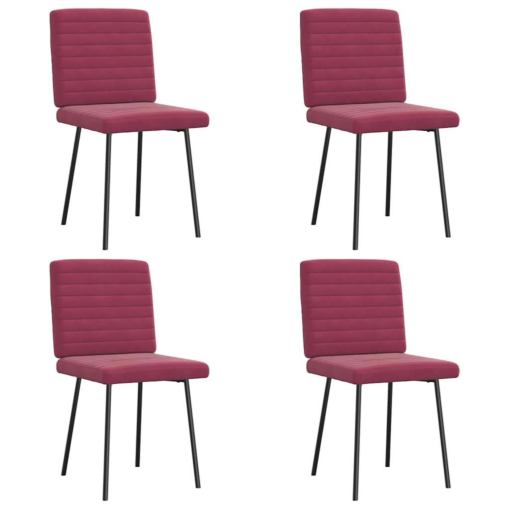 Cadeiras de jantar 4 pcs veludo vermelho tinto