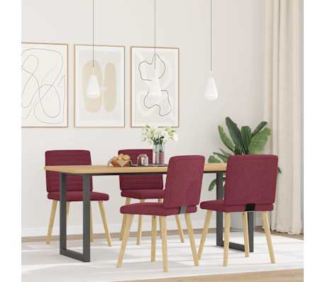 vidaXL Chaises &agrave; manger lot de 4 rouge bordeaux tissu
