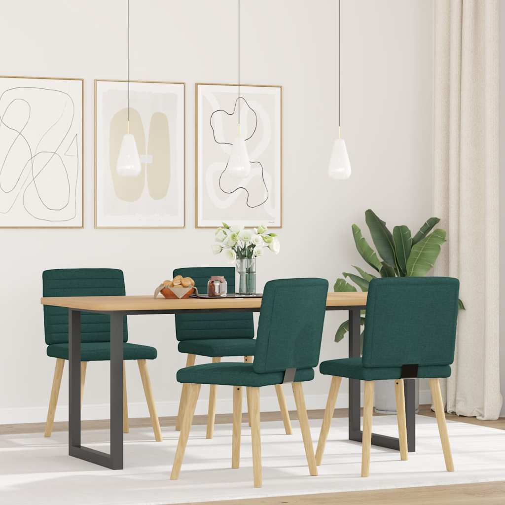 vidaXL Eetkamerstoelen 4 st stof donkergroen afbeelding