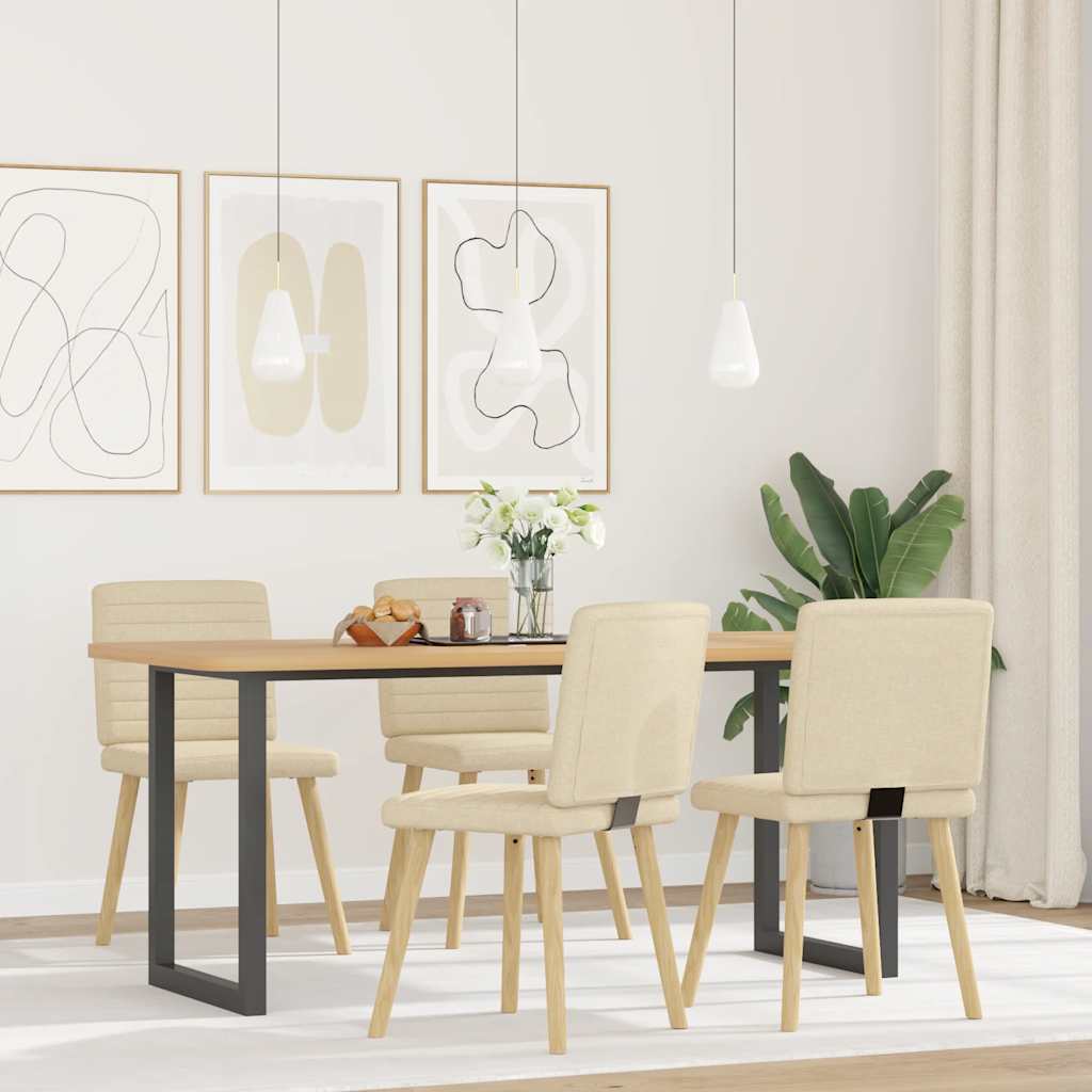vidaXL Eetkamerstoelen 4 st stof crèmekleurig afbeelding