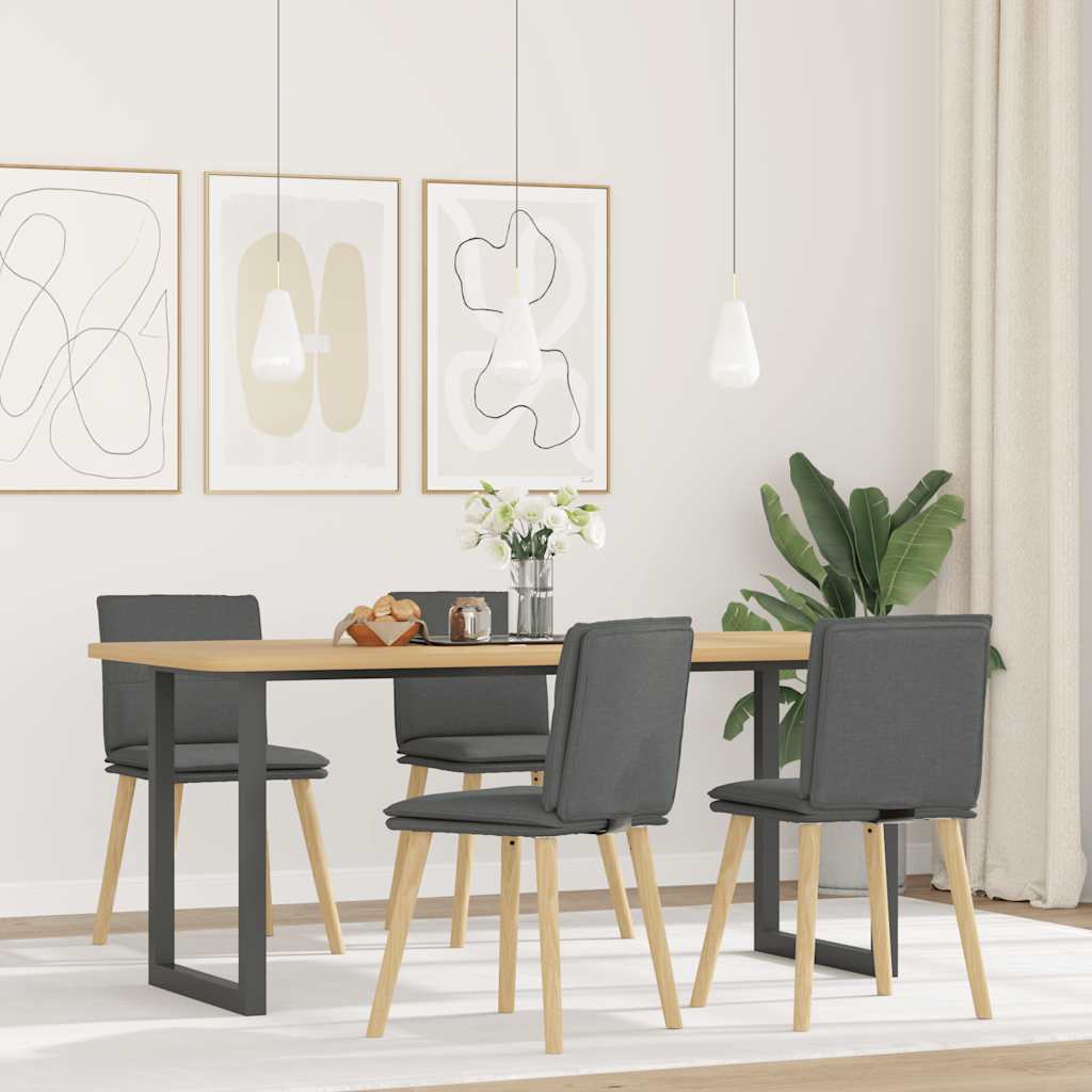 vidaXL Scaune de bucătărie pivotante, 4 buc., gri închis, textil