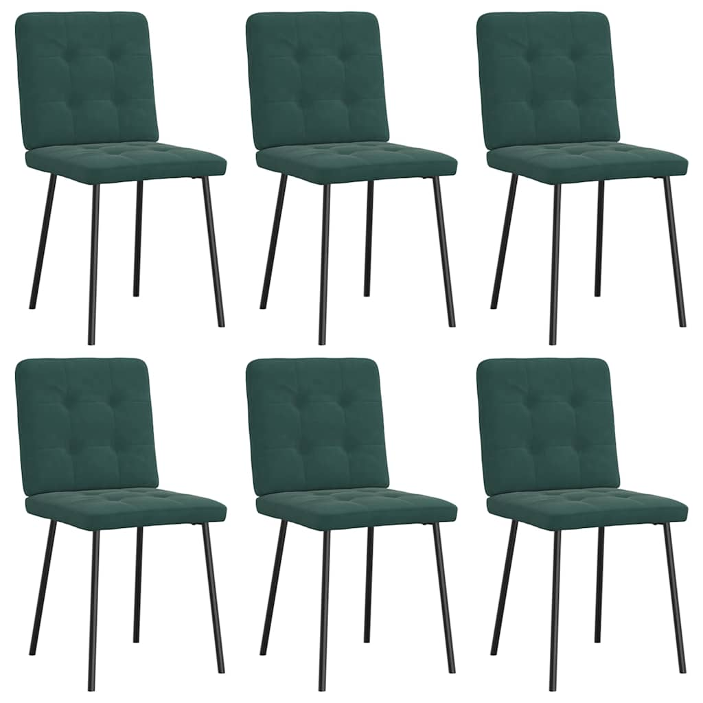 Cadeiras de jantar 6 pcs veludo verde-escuro