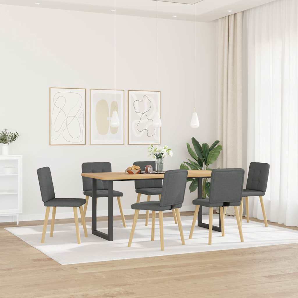 vidaXL Eetkamerstoelen 6 st stof donkergrijs afbeelding