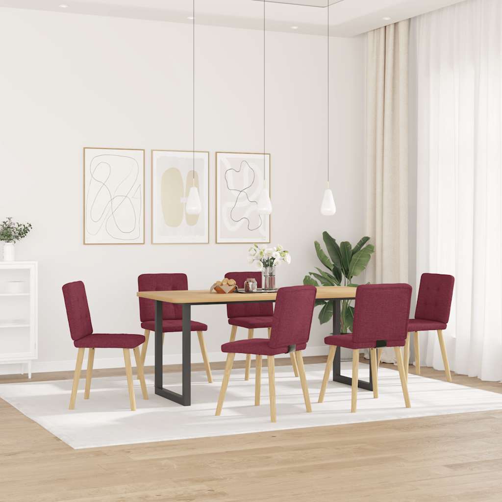 vidaXL Eetkamerstoelen 6 st stof wijnrood afbeelding