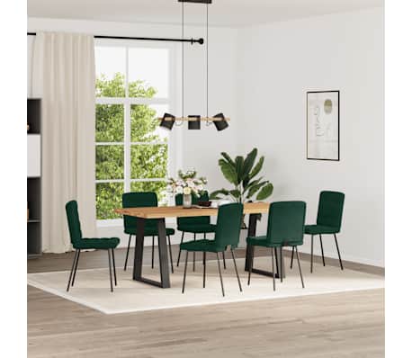 vidaXL Cadeiras de jantar 6 pcs veludo verde-escuro