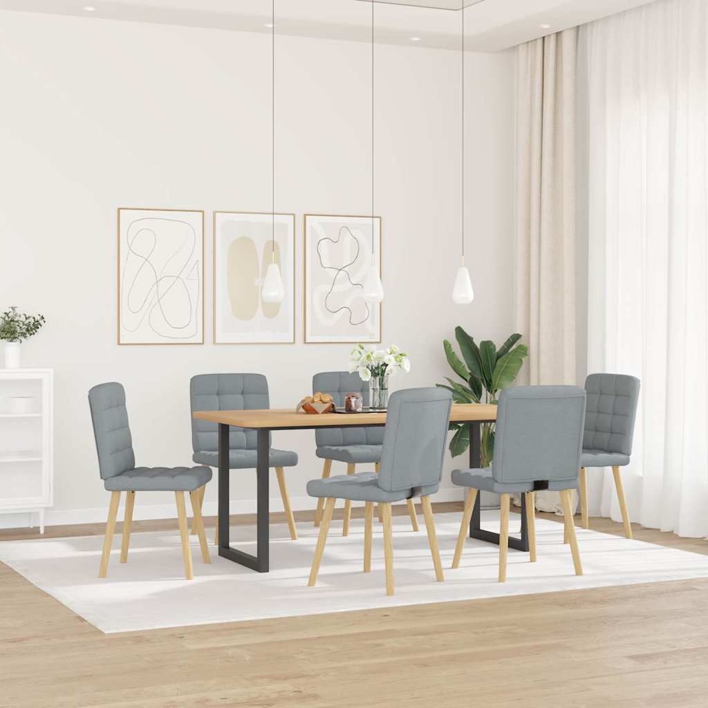 vidaXL Eetkamerstoelen 6 st stof lichtgrijs afbeelding