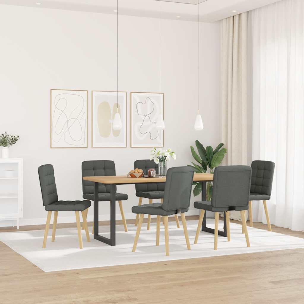 vidaXL Eetkamerstoelen 6 st stof donkergrijs afbeelding