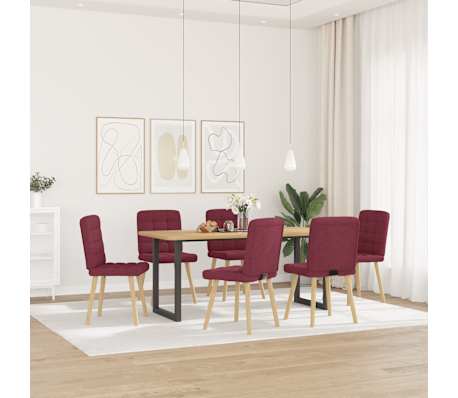 vidaXL Scaune de bucătărie pivotante, 6 buc., roșu vin, textil