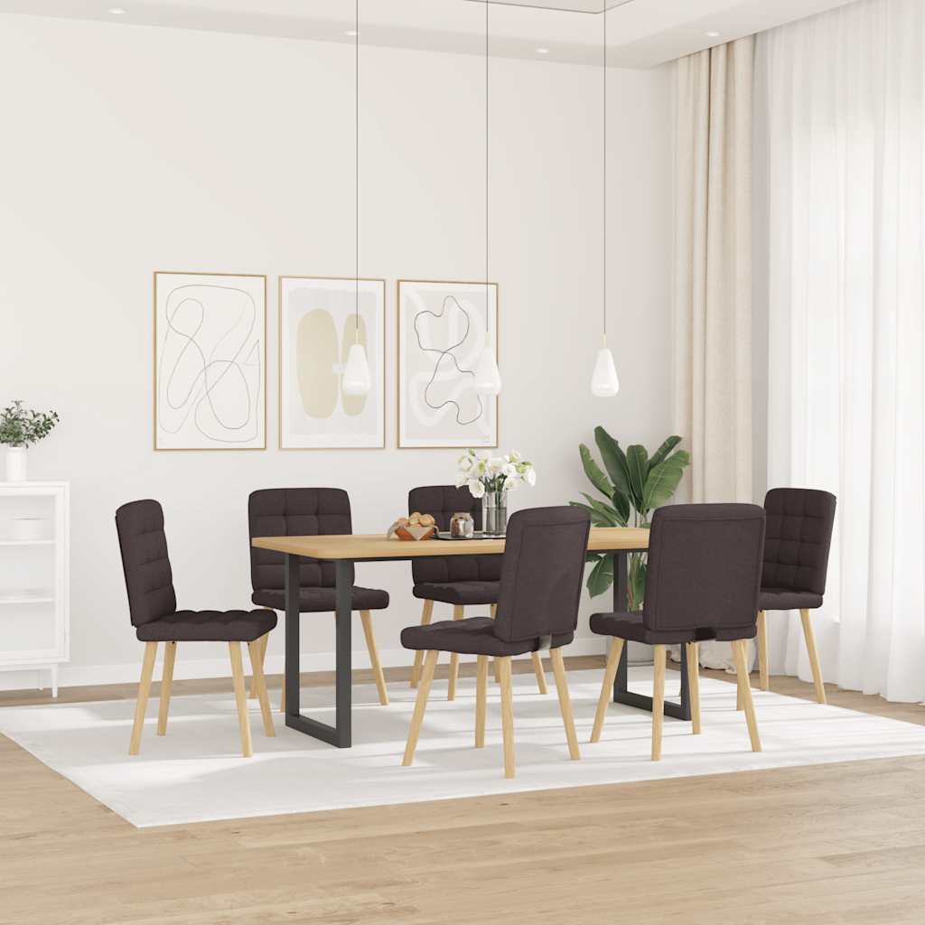 vidaXL Eetkamerstoelen 6 st stof donkerbruin afbeelding