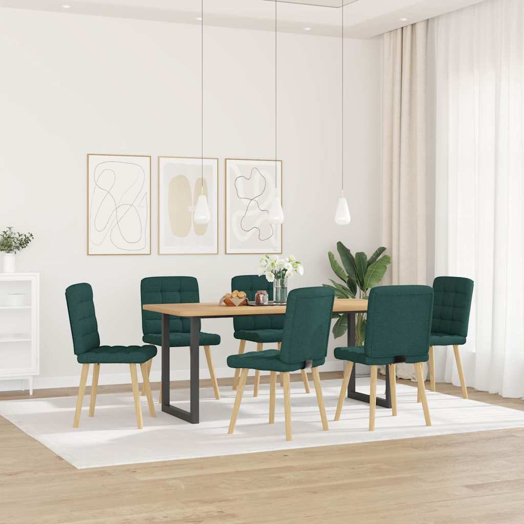 vidaXL Eetkamerstoelen 6 st stof donkergroen