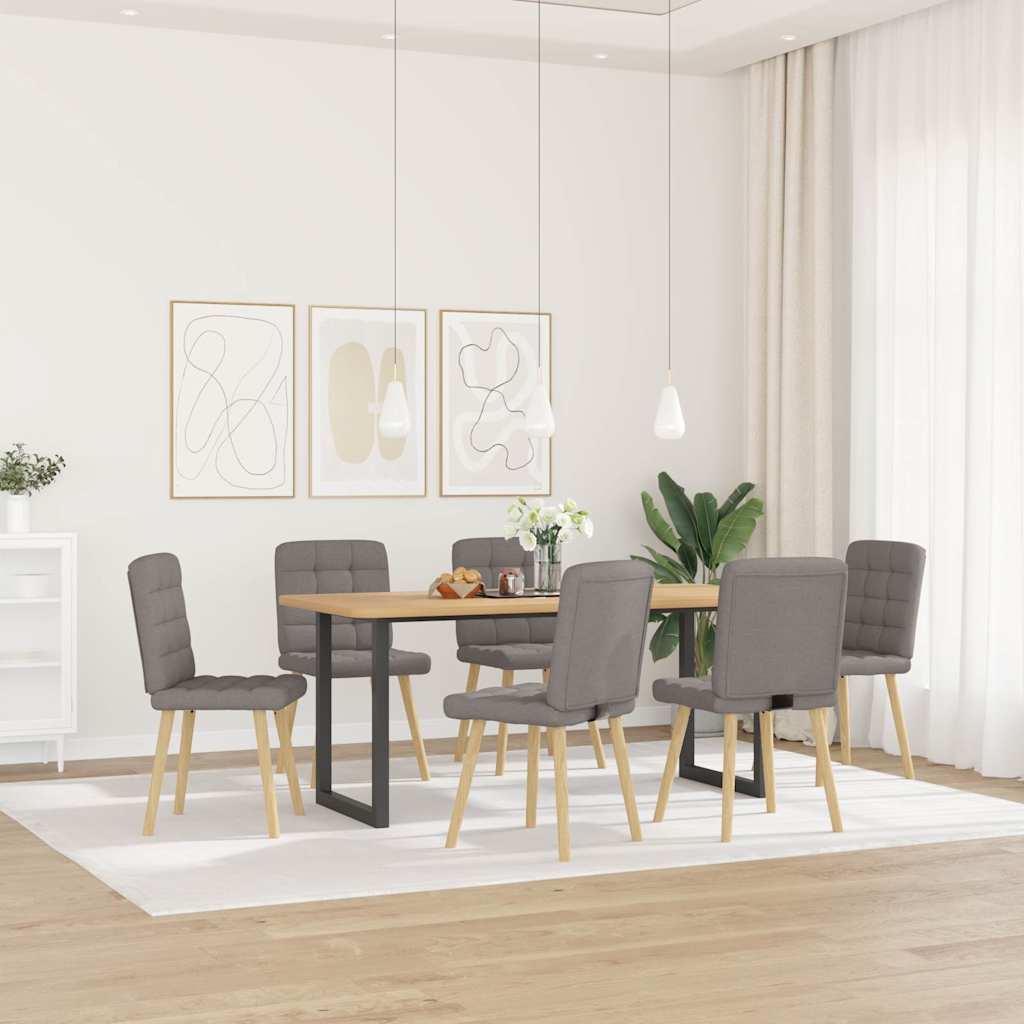 vidaXL Eetkamerstoelen 6 st stof taupe