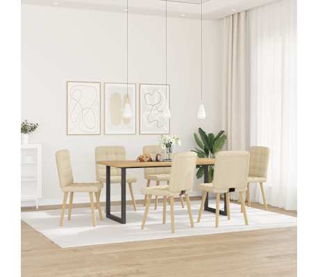 vidaXL Scaune de sufragerie, 6 buc., crem, țesătură