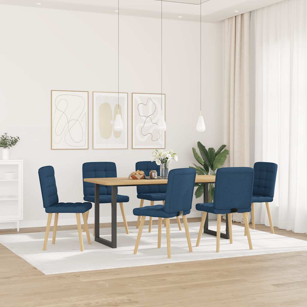 vidaXL Eetkamerstoelen 6 st stof blauw