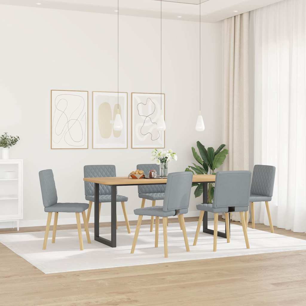 vidaXL Eetkamerstoelen 6 st stof lichtgrijs