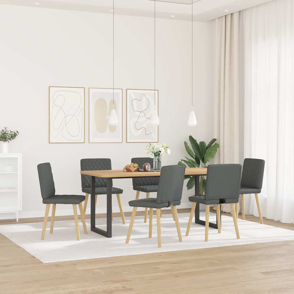 vidaXL Eetkamerstoelen 6 st stof donkergrijs afbeelding