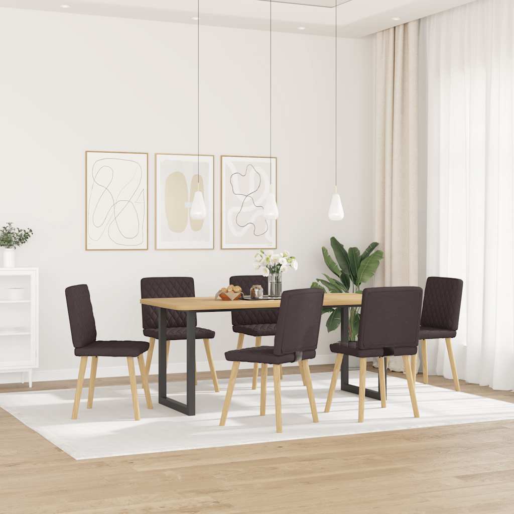 vidaXL Eetkamerstoelen 6 st stof donkerbruin afbeelding