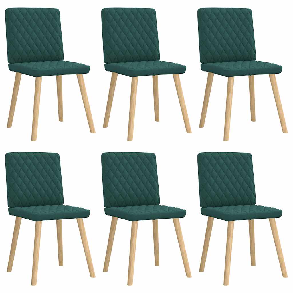 Cadeiras de jantar 6 pcs tecido verde-escuro