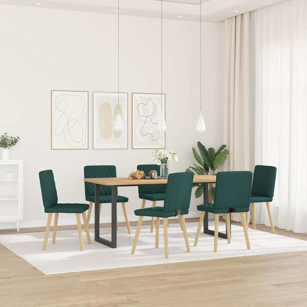 vidaXL Eetkamerstoelen 6 st stof donkergroen afbeelding