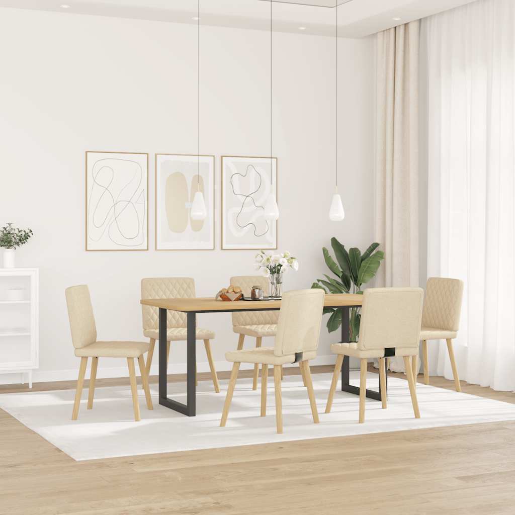 vidaXL Eetkamerstoelen 6 st stof crèmekleurig