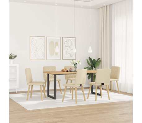 vidaXL Chaises &agrave; manger lot de 6 cr&egrave;me tissu