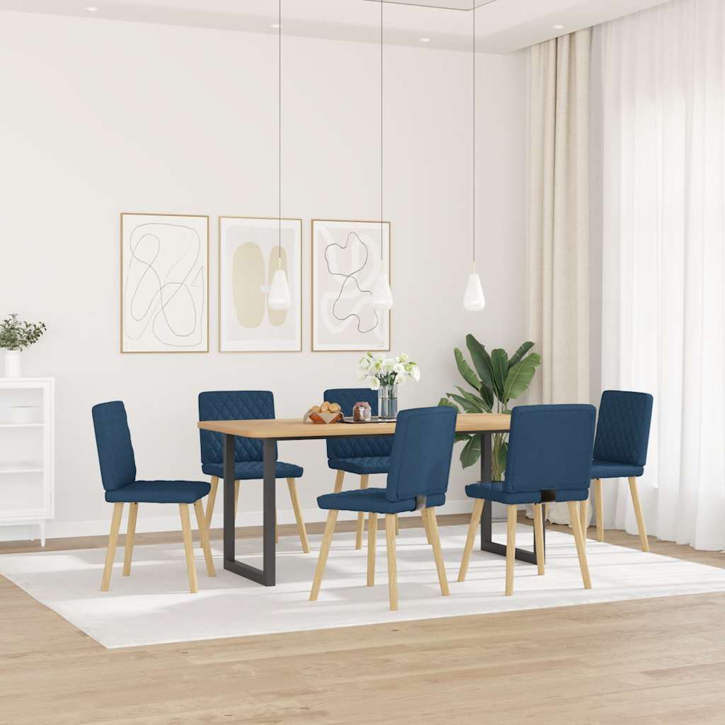 vidaXL Eetkamerstoelen 6 st stof blauw