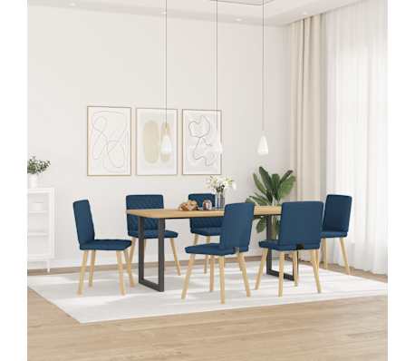 vidaXL Esszimmerst&uuml;hle 6 Stk. Blau Stoff