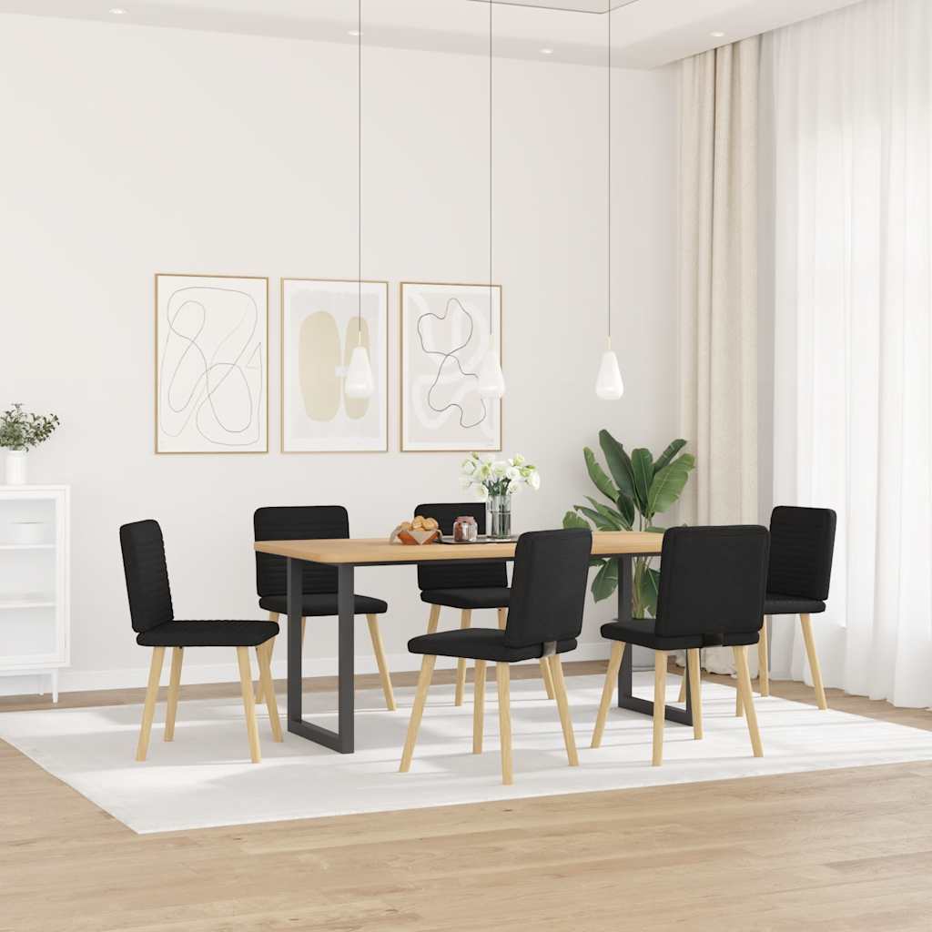 vidaXL Eetkamerstoelen 6 st stof zwart afbeelding