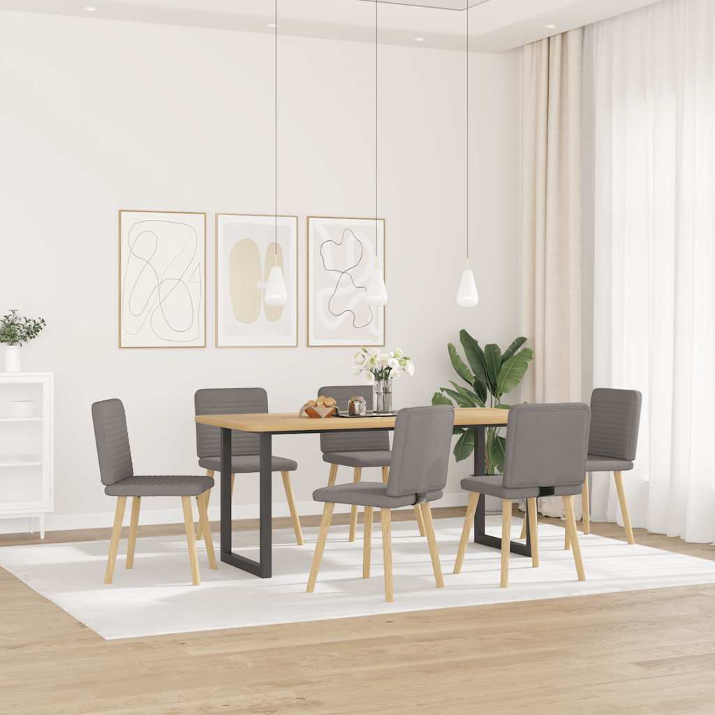 vidaXL Eetkamerstoelen 6 st stof taupe afbeelding
