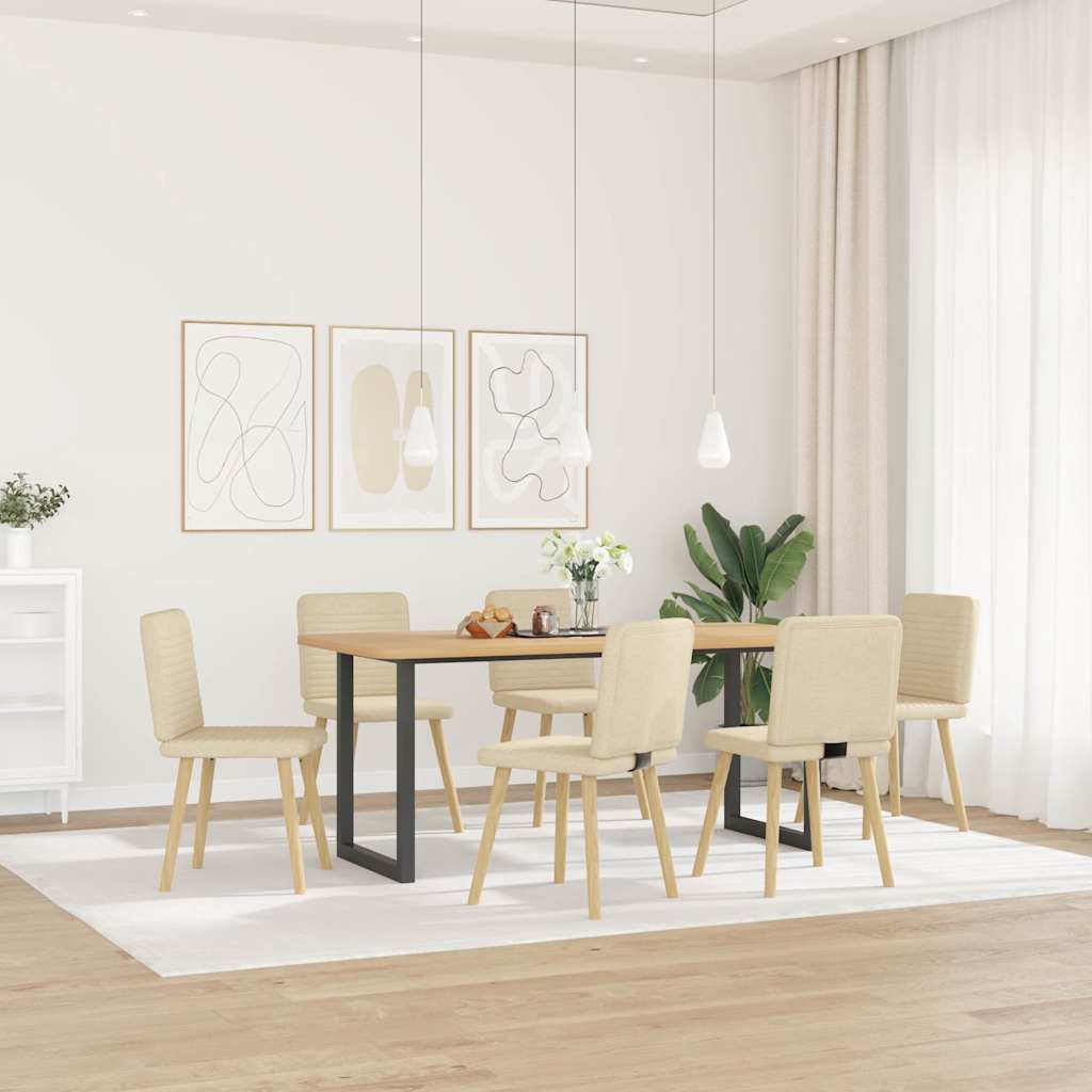 vidaXL Eetkamerstoelen 6 st stof crèmekleurig