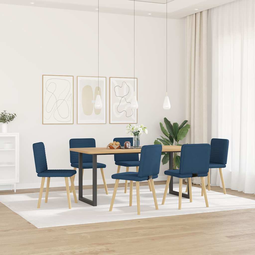 vidaXL Eetkamerstoelen 6 st stof blauw afbeelding