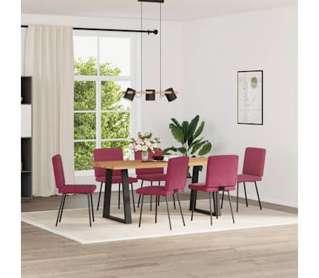 vidaXL Sillas de comedor 6 unidades terciopelo rojo tinto