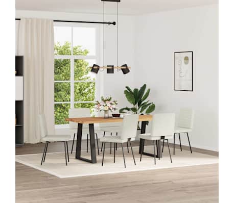 vidaXL Valgomojo kėdės, 6vnt., kreminės spalvos, aksomas