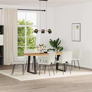 vidaXL Valgomojo kėdės, 6vnt., kreminės spalvos, aksomas