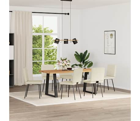 vidaXL Eetkamerstoelen 6 st kunstleer cr&egrave;mekleurig