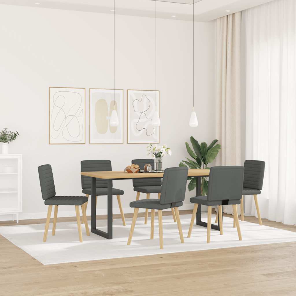 vidaXL Eetkamerstoelen 6 st stof donkergrijs