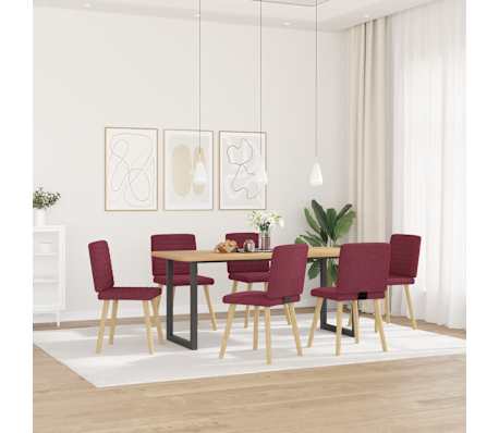 vidaXL Chaises &agrave; manger lot de 6 rouge bordeaux tissu