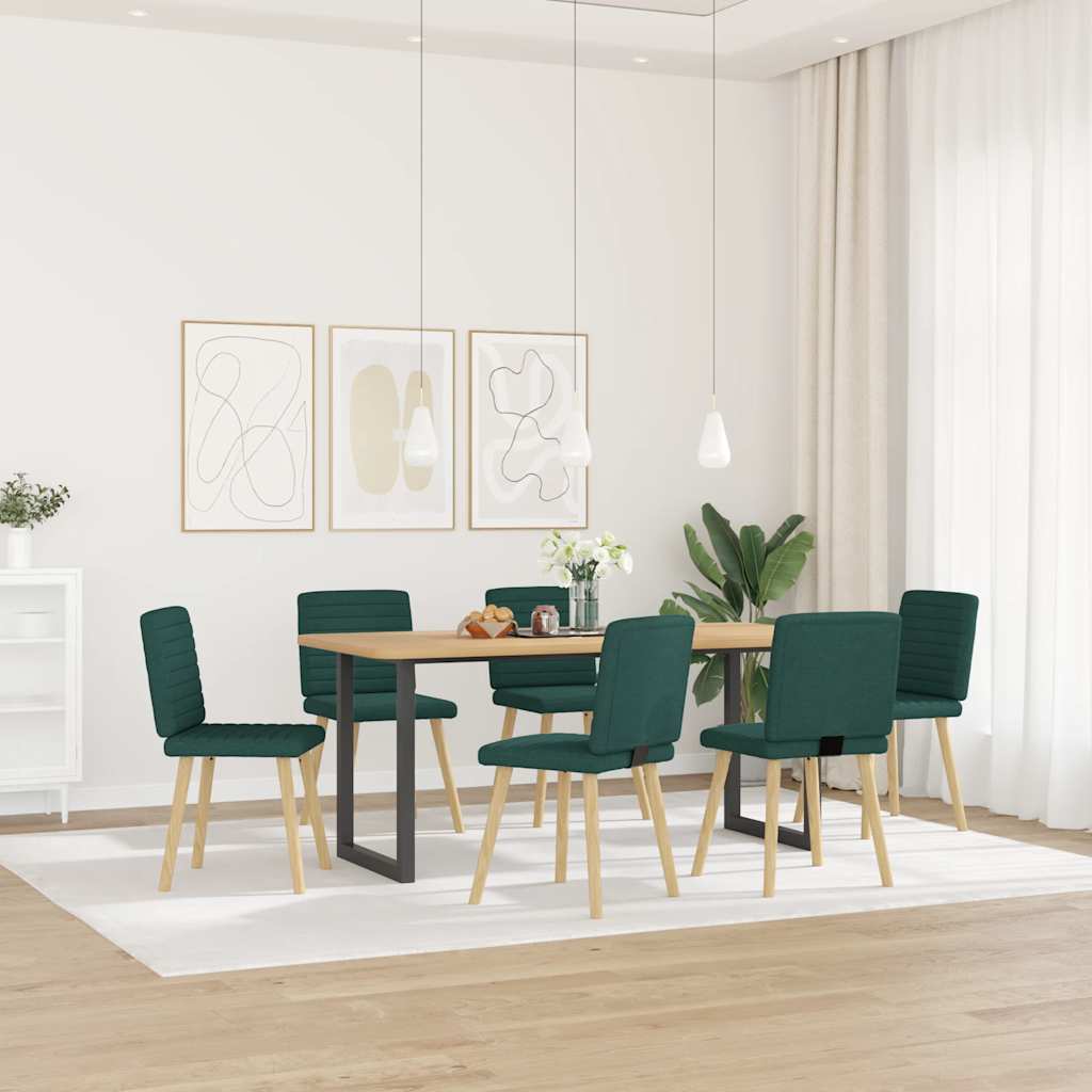 vidaXL Eetkamerstoelen 6 st stof donkergroen afbeelding