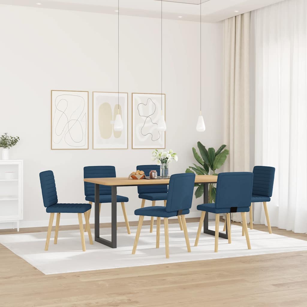 vidaXL Eetkamerstoelen 6 st stof blauw afbeelding