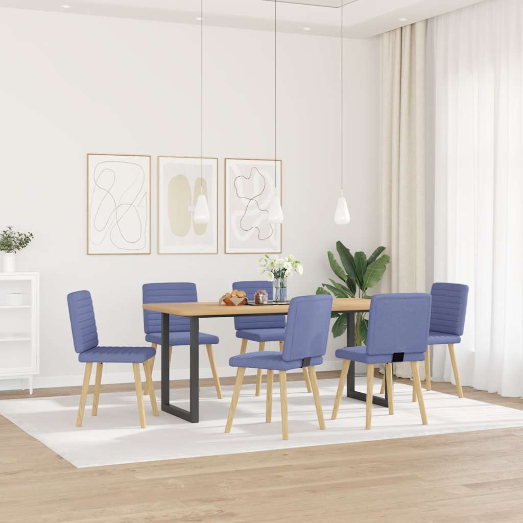 vidaXL Eetkamerstoelen 6 st stof jeansblauw