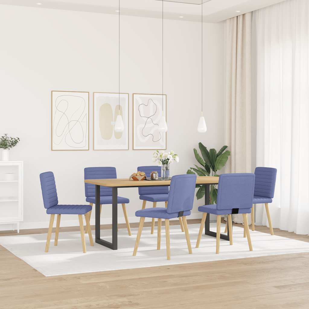 vidaXL Eetkamerstoelen 6 st stof jeansblauw afbeelding
