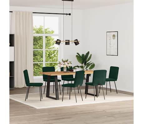 vidaXL Scaune de bucătărie, 6 buc., verde &icirc;nchis, catifea