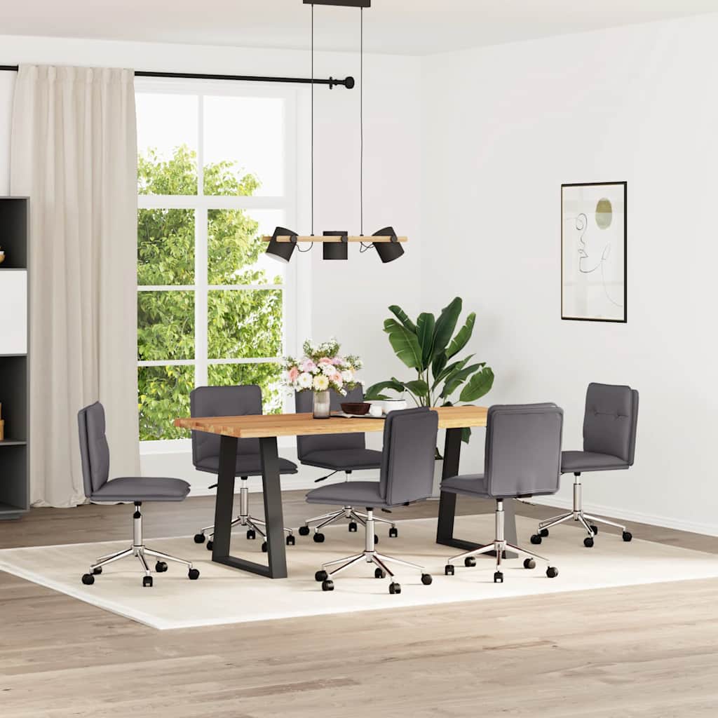 vidaXL Scaune de sufragerie, 6 buc., gri, piele ecologică