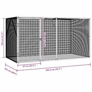Ptačí klec Antracit 208 x 102 x 108 cm Pozinkovaná ocel - obrázek 6