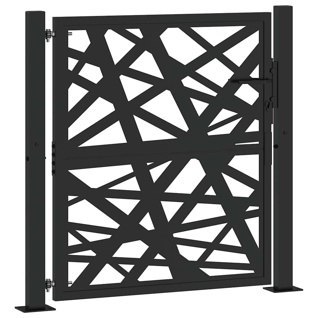 vidaXL Zahradní branka černá 100 x 100 cm ocelová světlý design